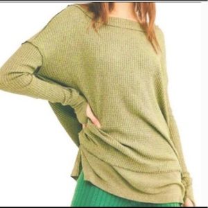 Free People Light Green Long Sleeve Top